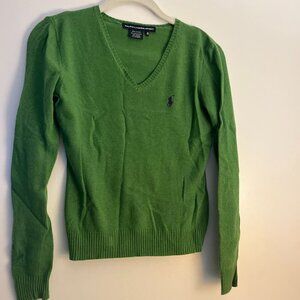 Ralph Lauren Sport Size XS Green Wool Blend V-Neck Sweater